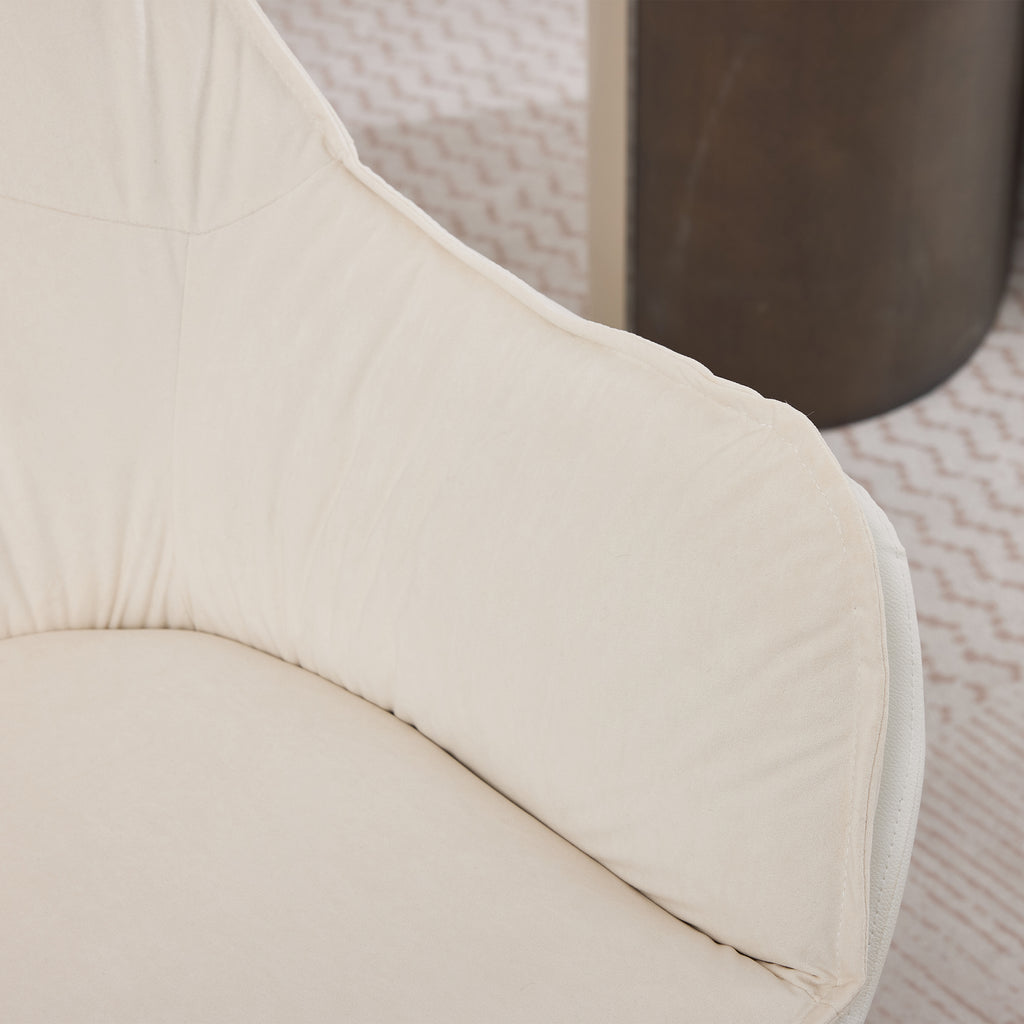 White Faux Leather Swivel Accent Chair with Auto-Return — detail 14