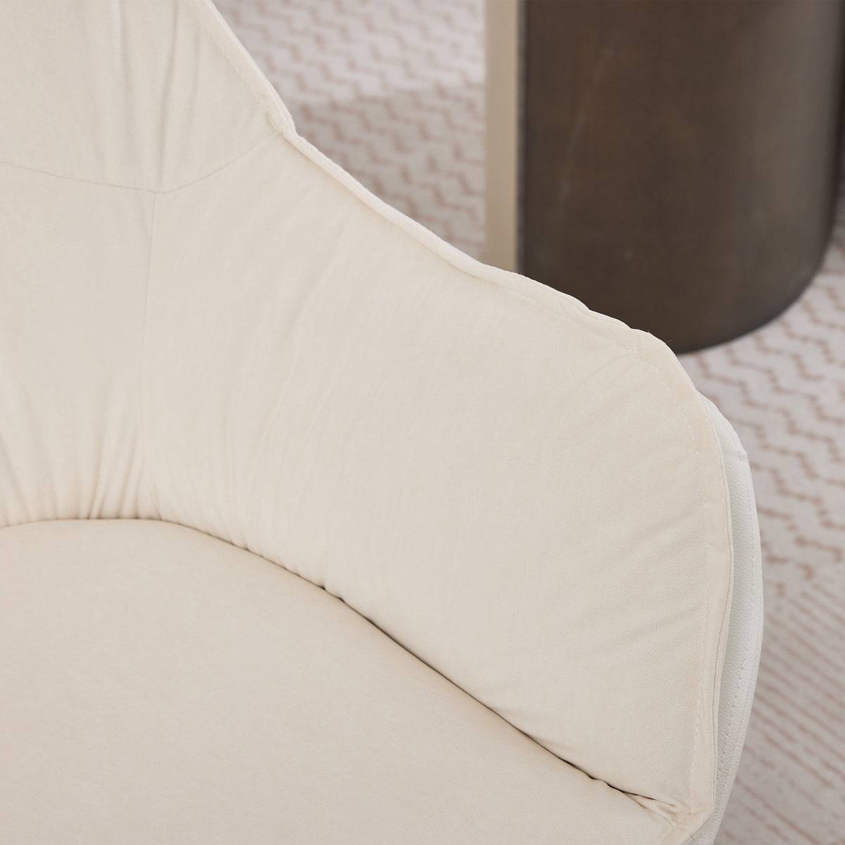 White Faux Leather Swivel Accent Chair with Auto-Return — detail 14