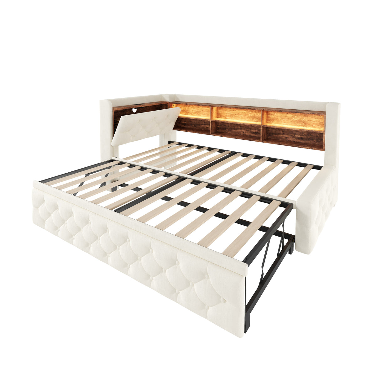 Beige Velvet Storage Bed Frame – 90 × 190 cm — detail 19