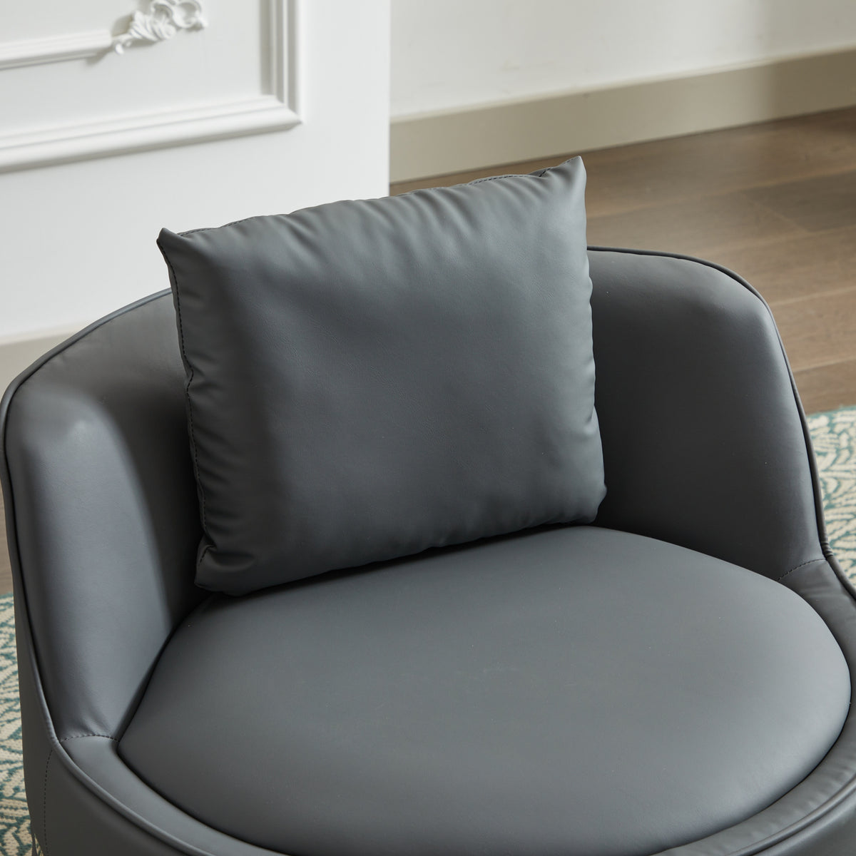 Grey Faux Leather 360° Swivel Barrel Chair — detail 7