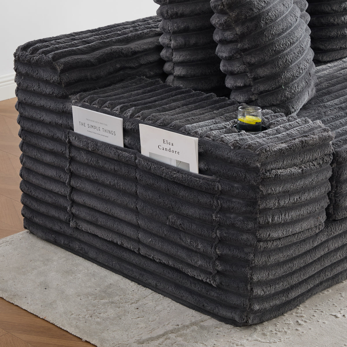 Dark Grey Corduroy Sofa Bed — detail 19