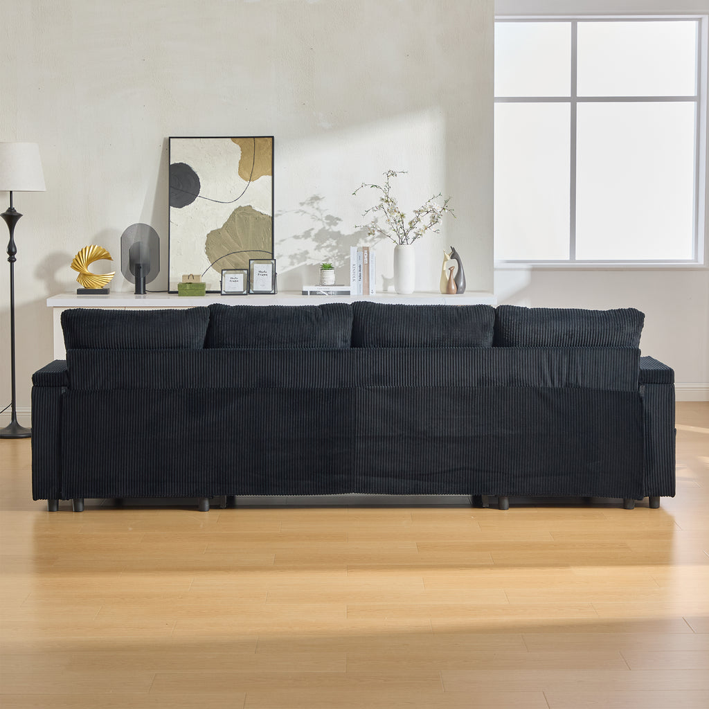 Black Oversized Chenille Chaise Lounge with Pillows — detail 14