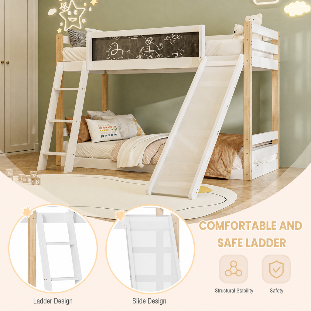 Wooden High Sleeper Bed with Slide and Storage Stairs – 90 × 190 cm — detail 4