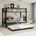 Black Metal Bunk Bed with Pull-Out Trundle – 90 × 190 cm — product view