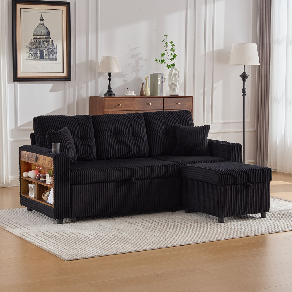 Black Corduroy Sofa Bed — detail 16