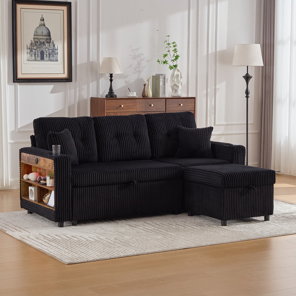 Black Corduroy Sofa Bed — detail 16