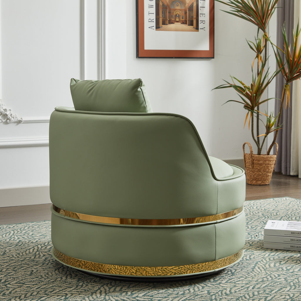 Green Faux Leather 360° Swivel Barrel Chair — detail 2