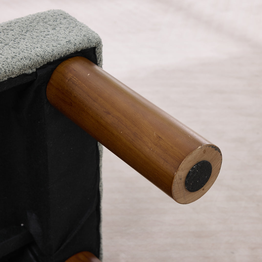 Green Bouclé Upholstered Bench with Backrest — detail 11