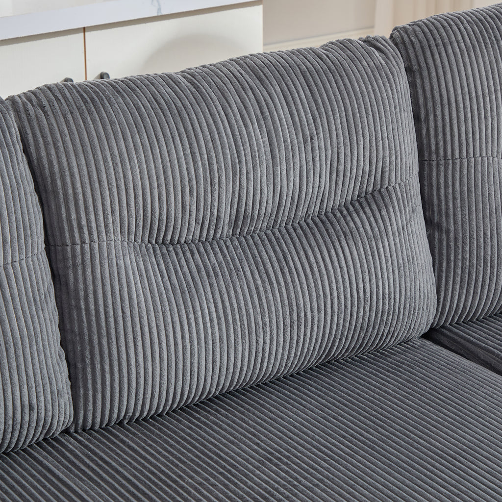 Charcoal grey Oversized Chenille Chaise Lounge with Pillows — detail 19