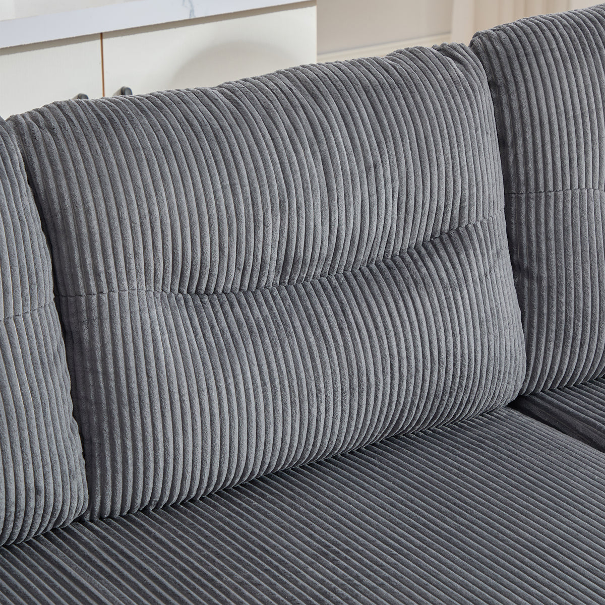 Charcoal grey Oversized Chenille Chaise Lounge with Pillows — detail 19