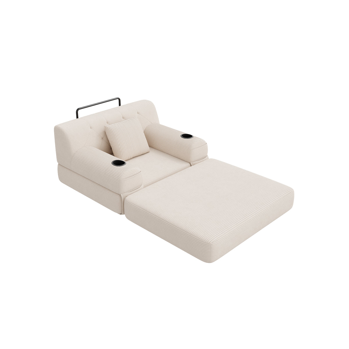 Beige Corduroy Sleeper Chair — detail 18