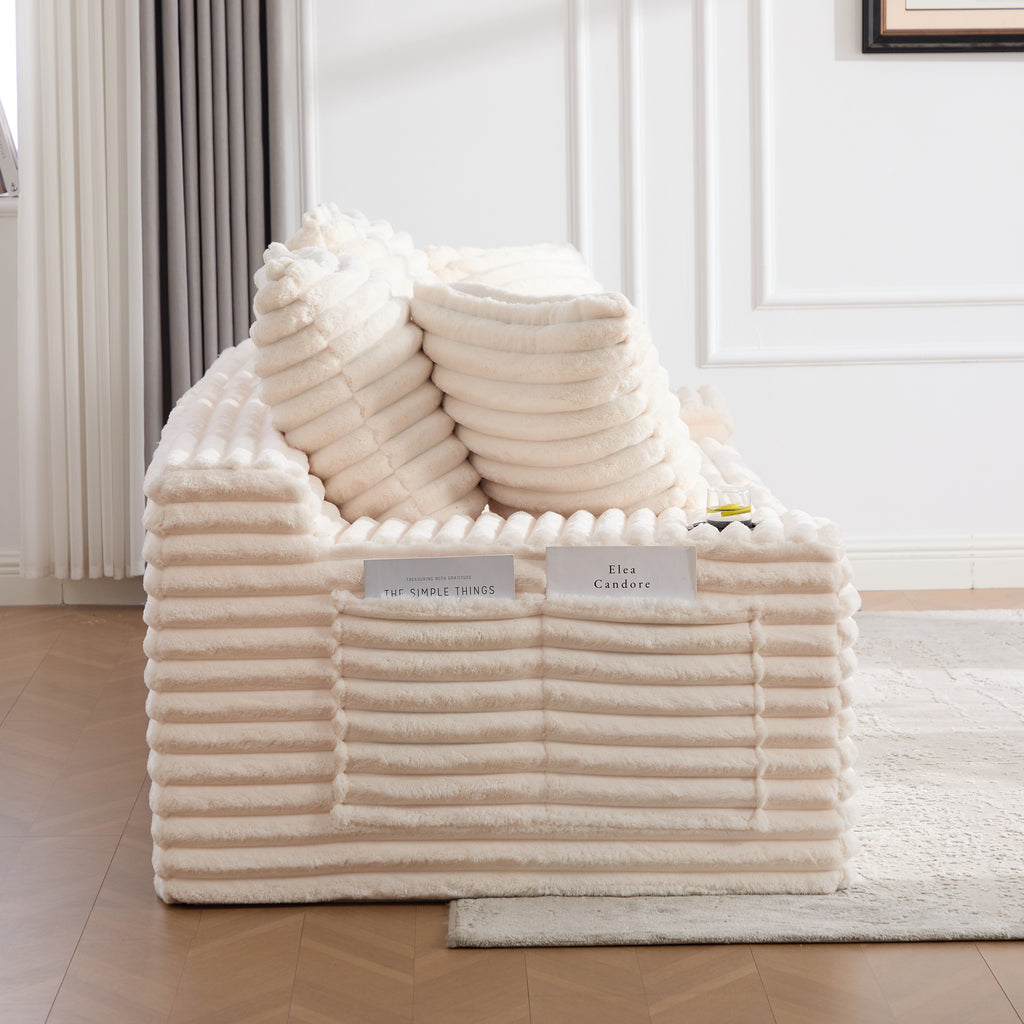 Beige Corduroy Sofa Bed — detail 13