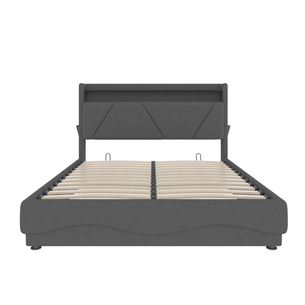 Dark Grey Velvet Storage Bed Frame – 150 × 200 cm — detail 11