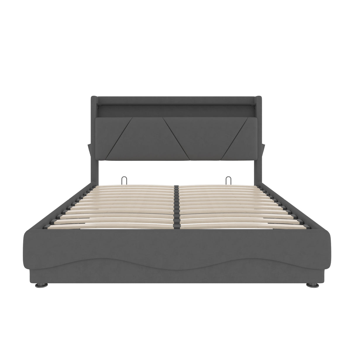 Dark Grey Velvet Storage Bed Frame – 150 × 200 cm — detail 11