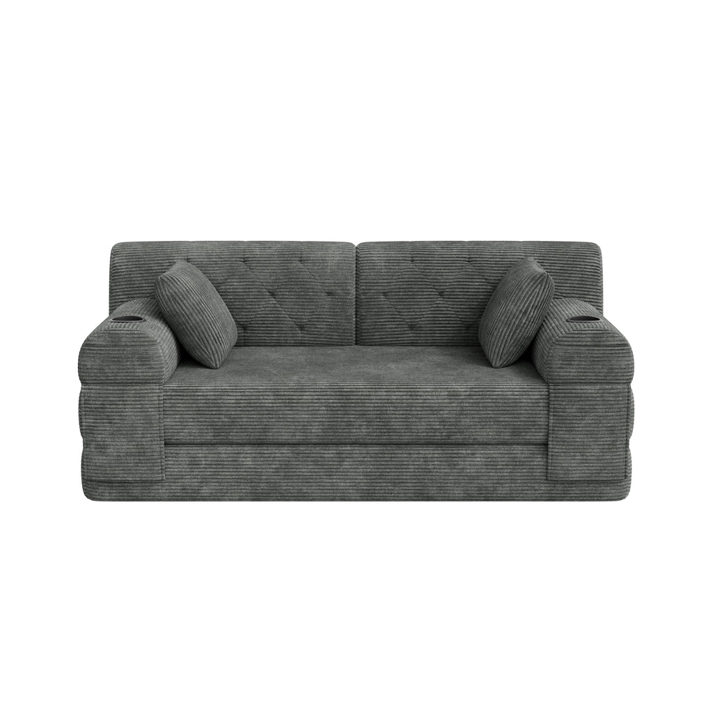 Dark Grey Corduroy 2-Seater Sofa Bed — detail 10
