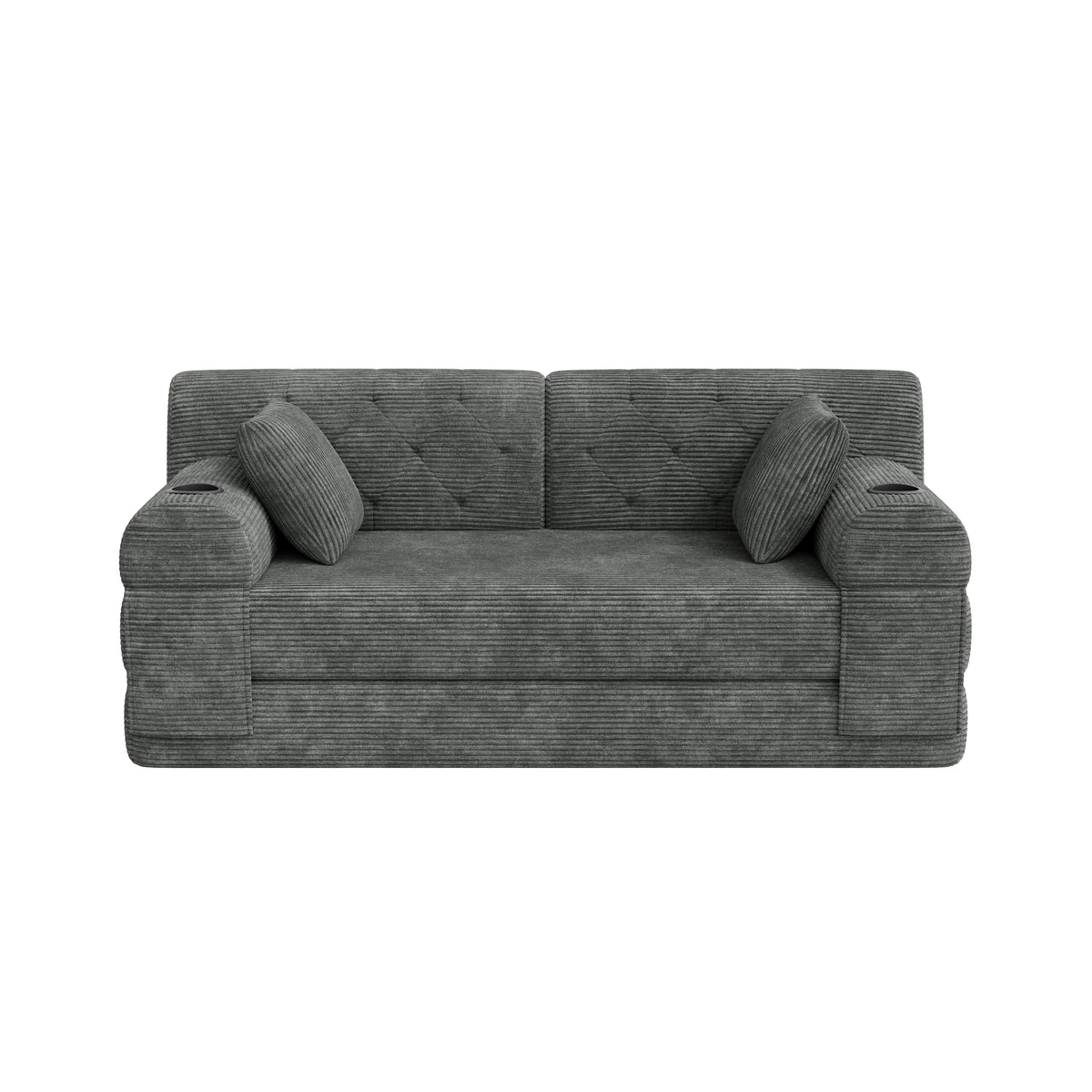 Dark Grey Corduroy 2-Seater Sofa Bed — detail 10