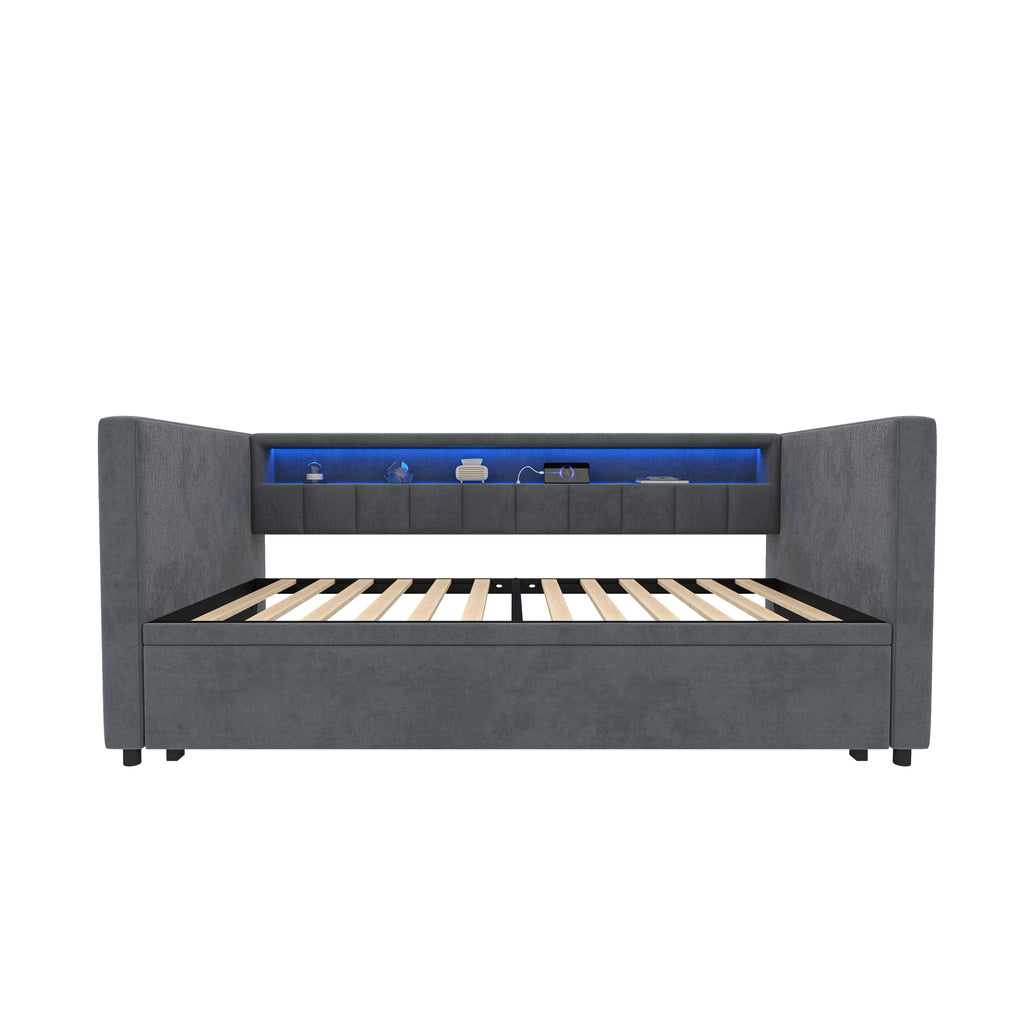Dark Grey Velvet Sofa Bed — detail 17