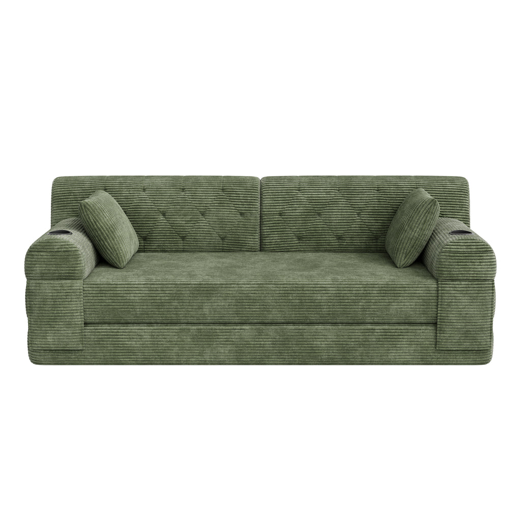 Green Corduroy 3-Seater Sofa Bed — detail 10