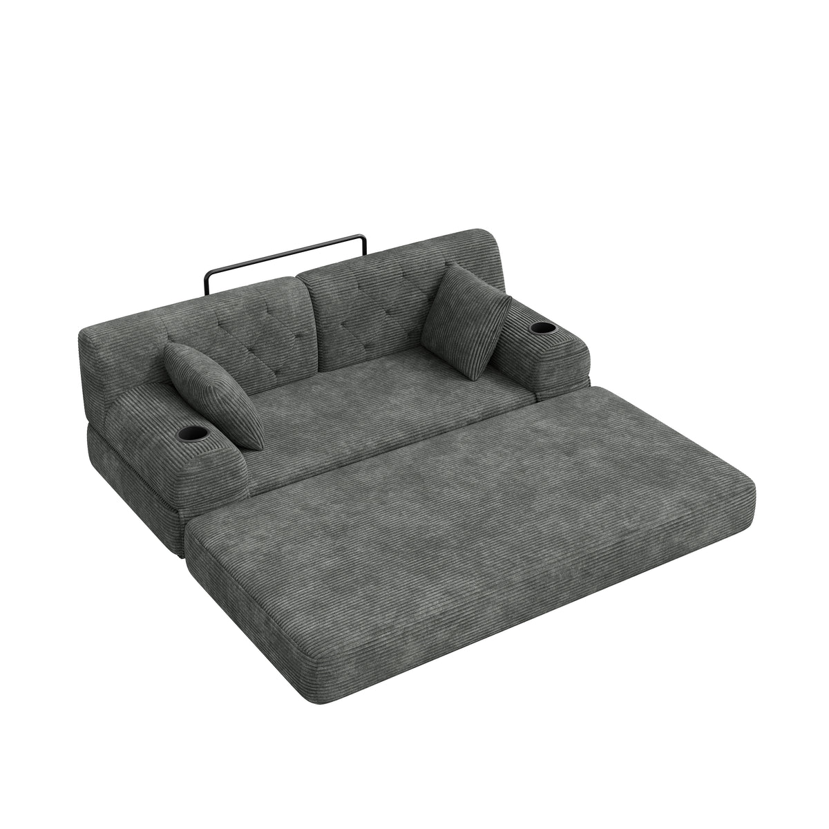 Dark Grey Corduroy 2-Seater Sofa Bed — detail 11