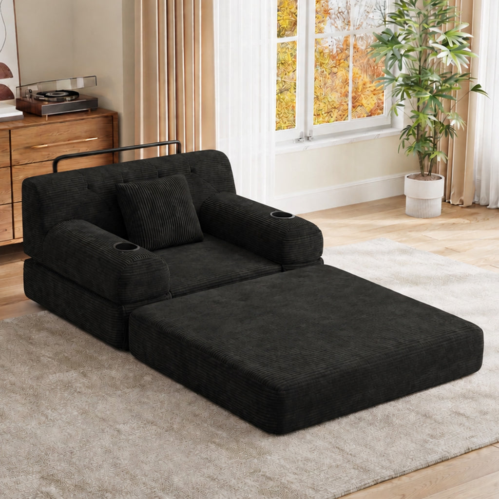Black Corduroy Sleeper Chair — product view