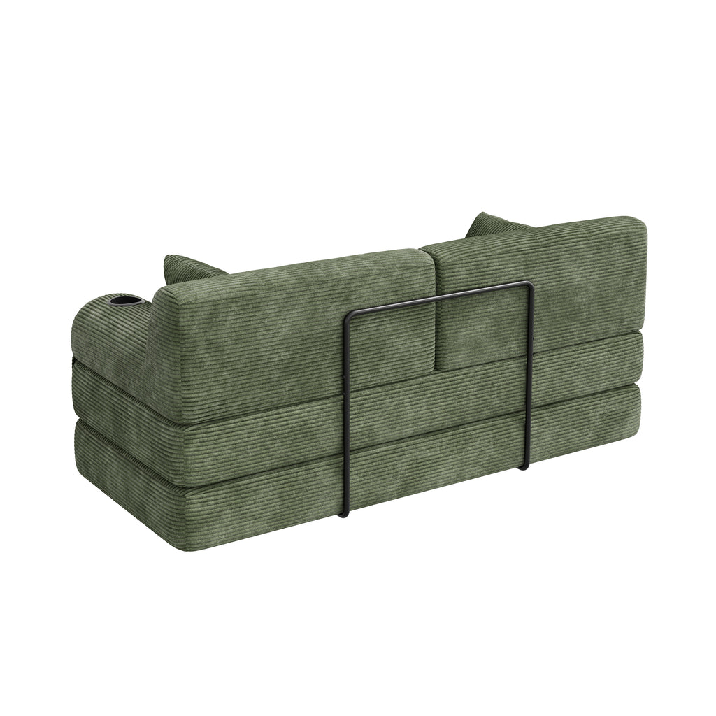 Green Corduroy 2-Seater Sofa Bed — detail 13