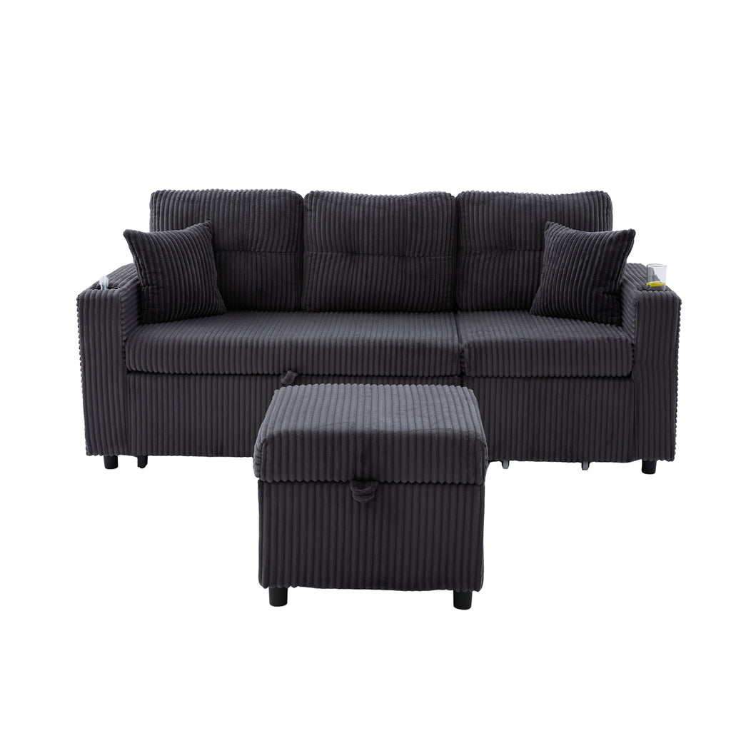 Dark Grey Corduroy Sofa Bed — detail 24