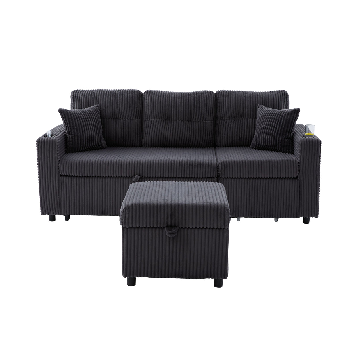 Dark Grey Corduroy Sofa Bed — detail 24