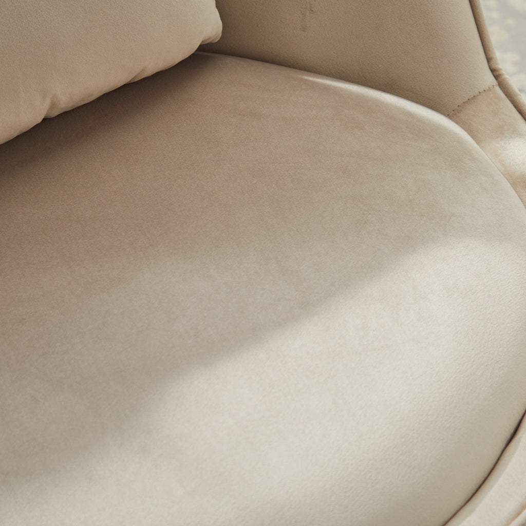 Taupe Velvet 360° Swivel Barrel Chair — detail 2
