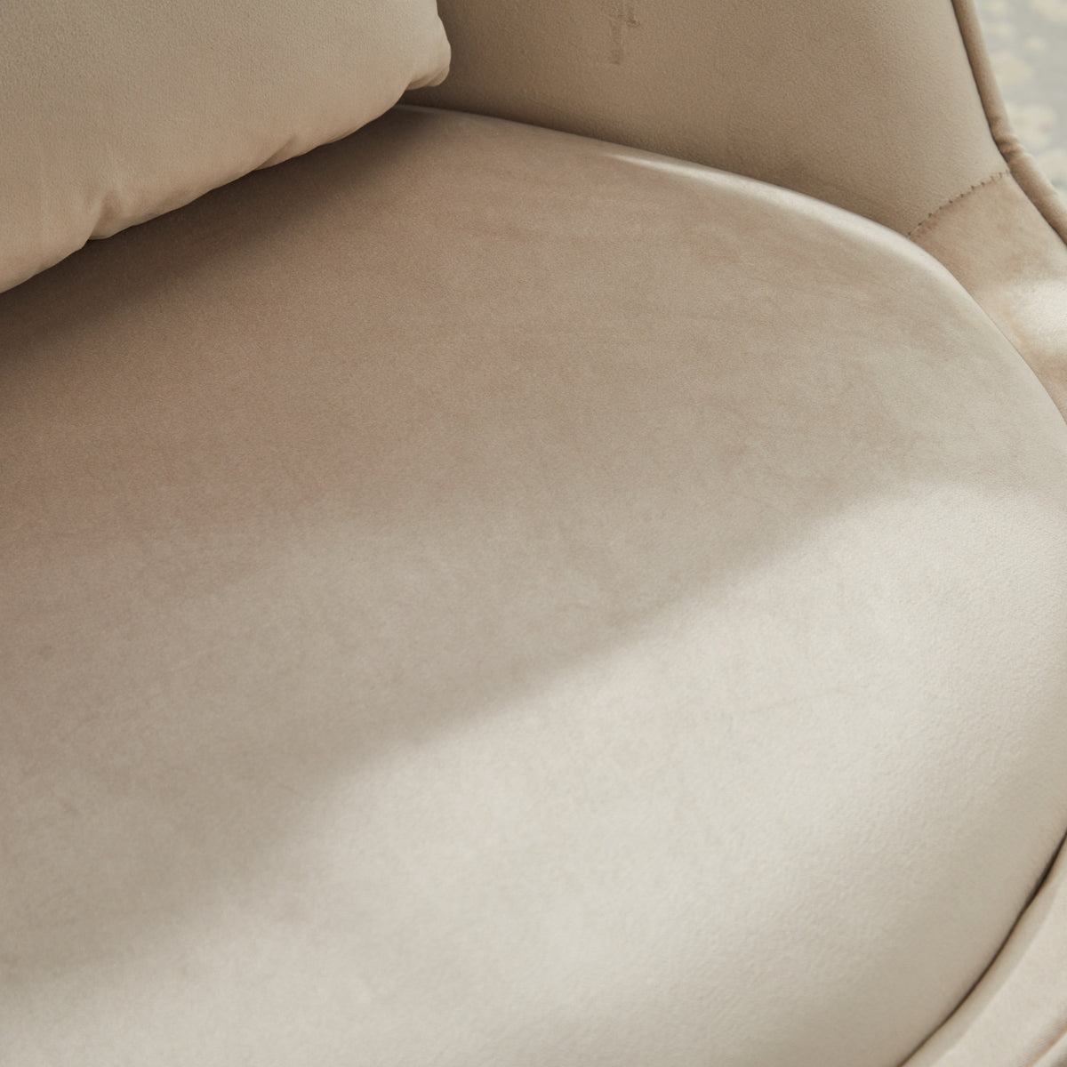 Taupe Velvet 360° Swivel Barrel Chair — detail 2
