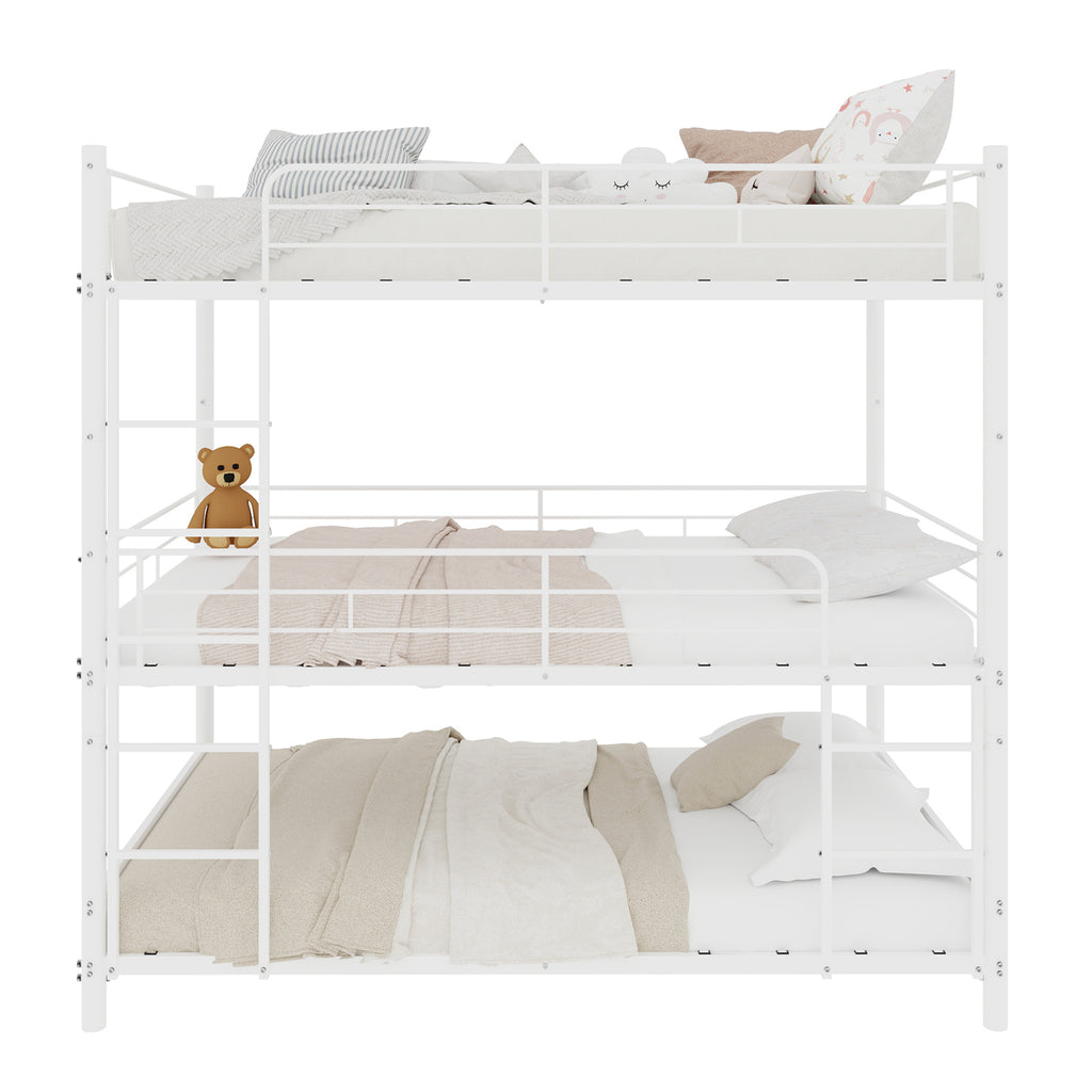 White Triple Metal Bunk Bed – 90 × 190 cm — detail 10