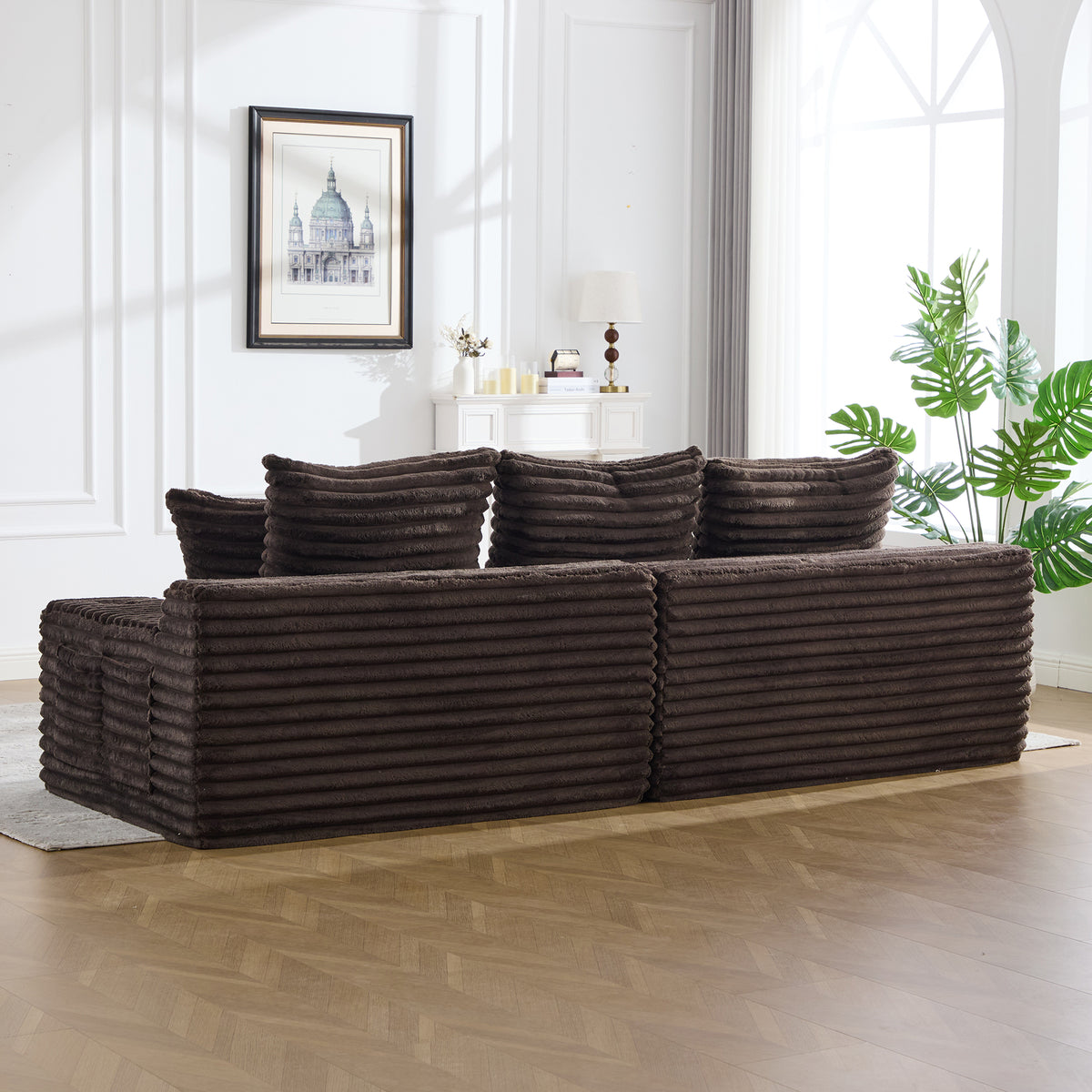 Coffee Corduroy Sofa Bed — detail 14