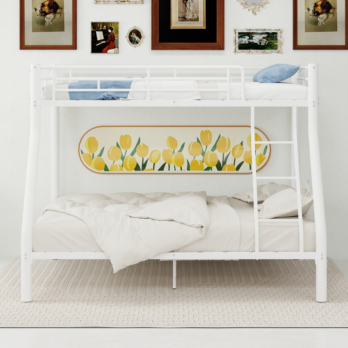 White Metal Bunk Bed – Single over Double — detail 3