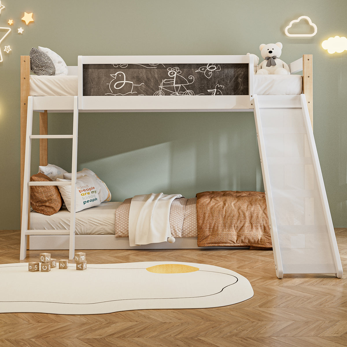 Wooden High Sleeper Bed with Slide and Storage Stairs – 90 × 190 cm — detail 8