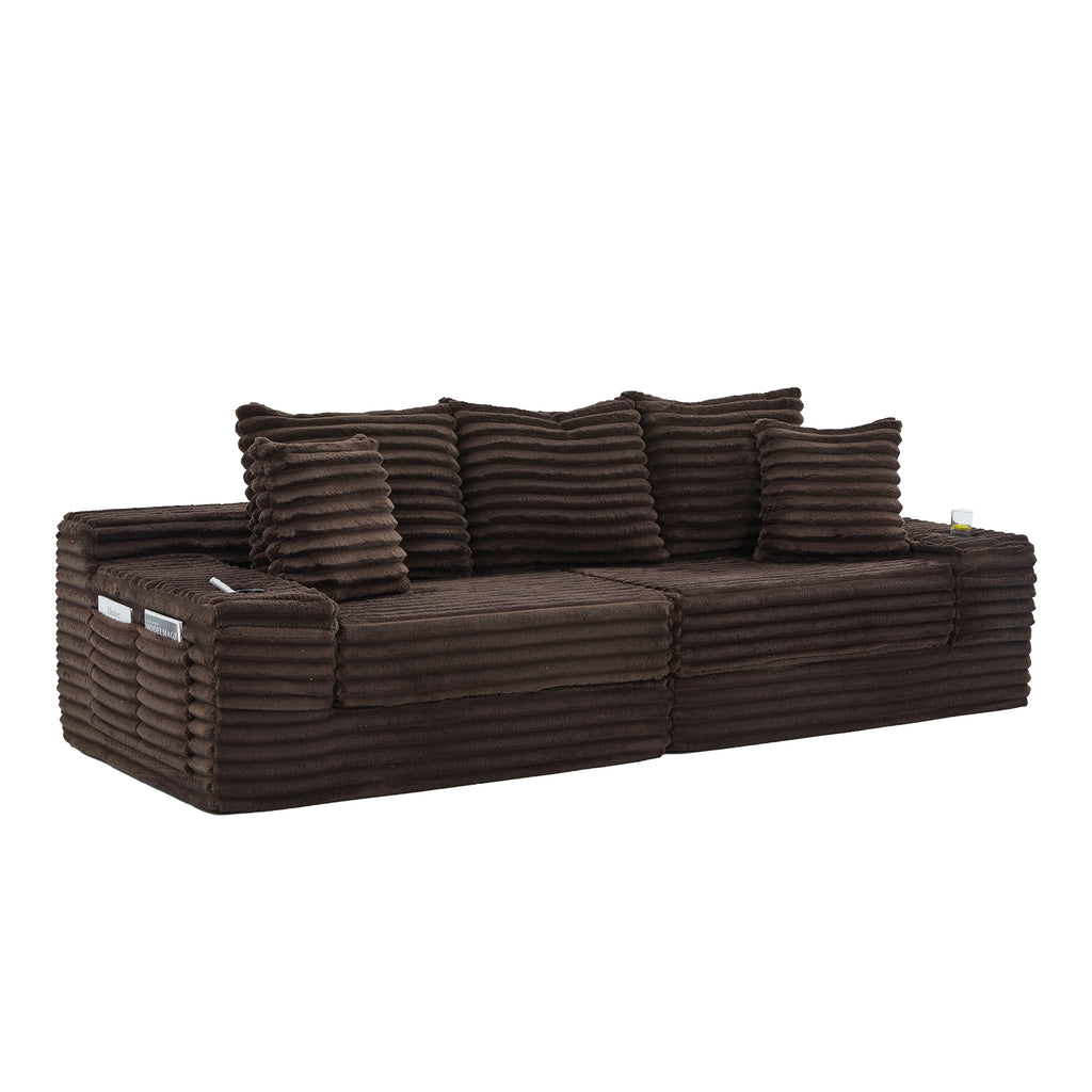 Coffee Corduroy Sofa Bed — detail 25