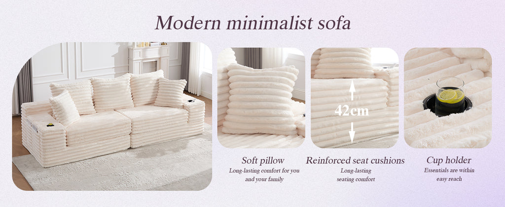 Beige Corduroy Sofa Bed — detail 26