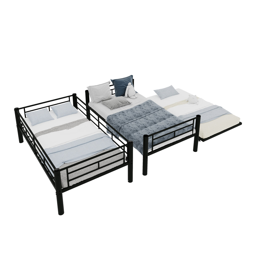 Black Metal Bunk Bed with Pull-Out Trundle – 90 × 190 cm — detail 16