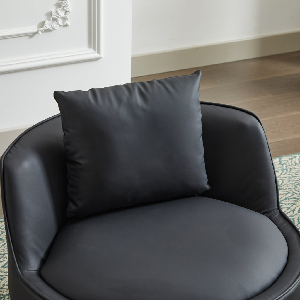 Black Faux Leather 360° Swivel Barrel Chair — detail 6
