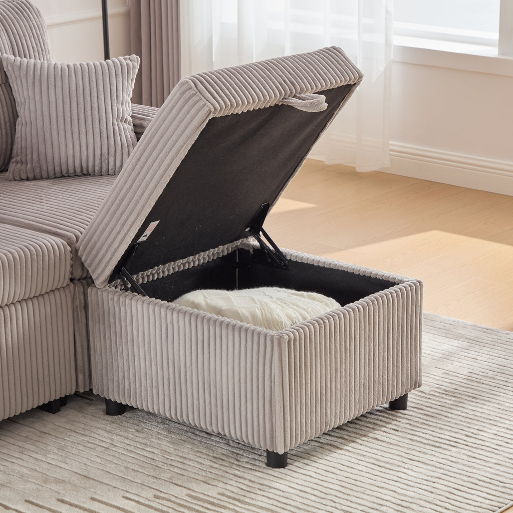 Light Grey Corduroy Sofa Bed — detail 23