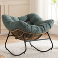 Green Oversized Rattan Rocking Chair with Cushion — product view