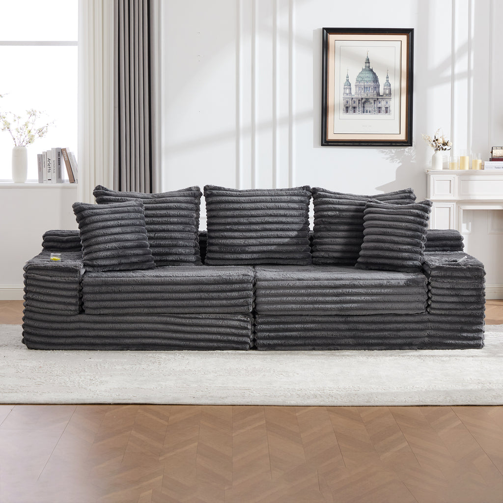 Dark Grey Corduroy Sofa Bed — detail 11