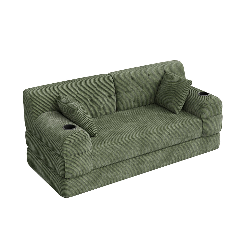 Green Corduroy 2-Seater Sofa Bed — detail 9