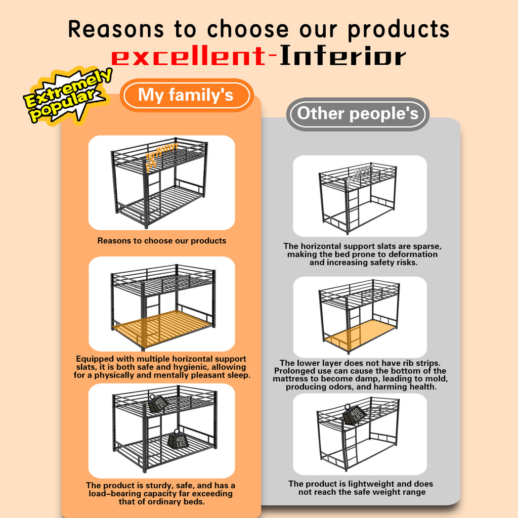 Black Metal Bunk Bed – 90 × 190 cm — detail 5