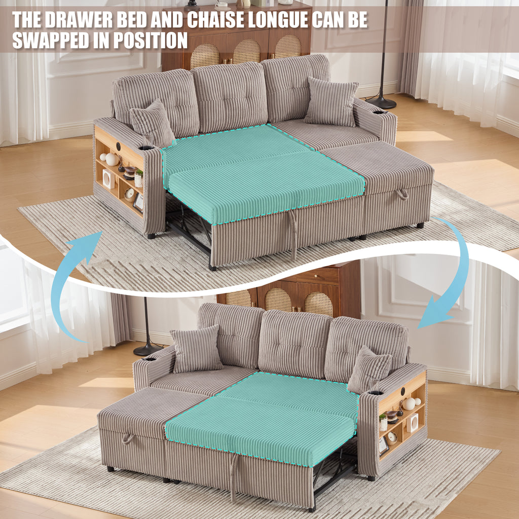 Light Grey Corduroy Sofa Bed — detail 5