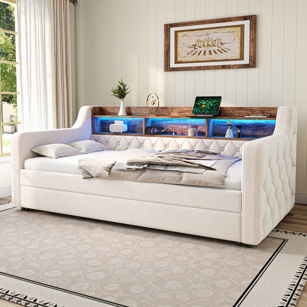 Beige Velvet Sofa Bed — detail 6