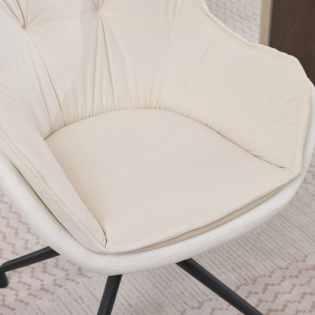 White Faux Leather Swivel Accent Chair with Auto-Return — detail 12