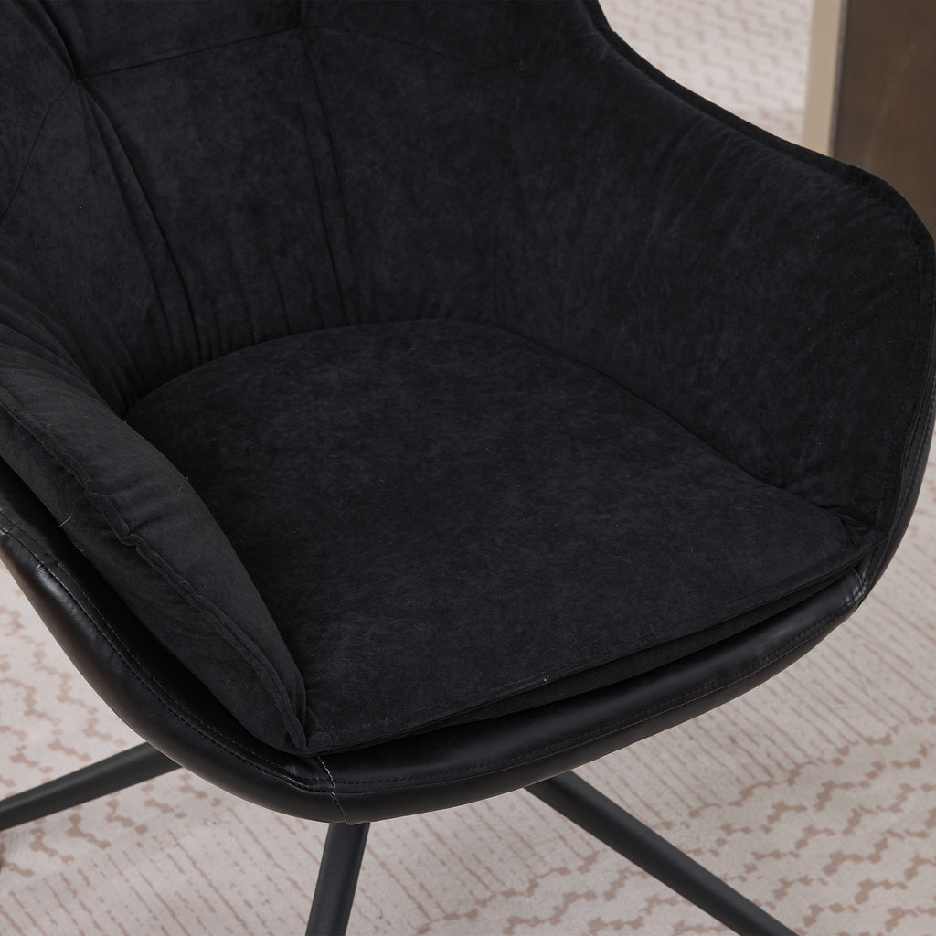Black Faux Leather Swivel Accent Chair with Auto-Return — detail 13