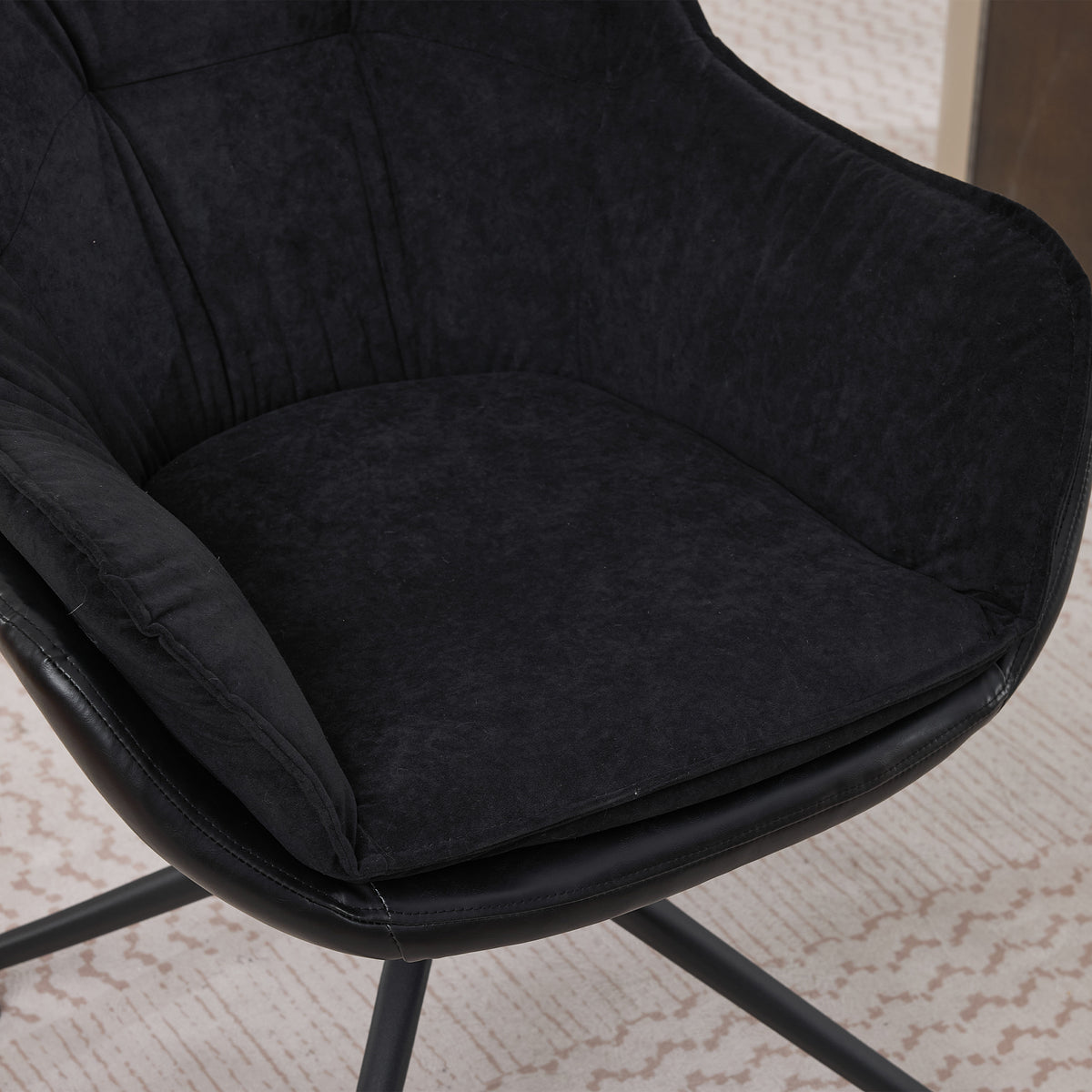 Black Faux Leather Swivel Accent Chair with Auto-Return — detail 13
