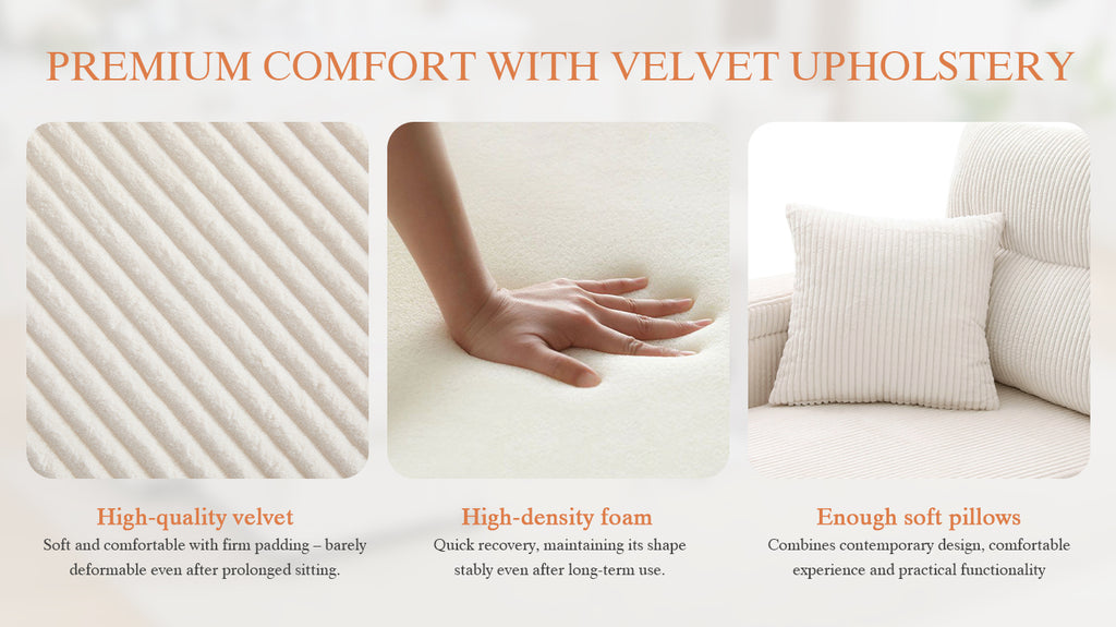 Beige Oversized Chenille Chaise Lounge with Pillows — detail 21