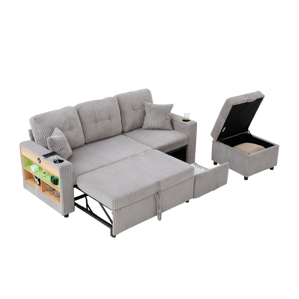 Light Grey Corduroy Sofa Bed — detail 27