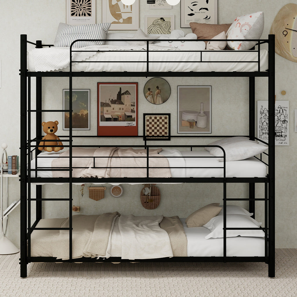 Black Triple Metal Bunk Bed – 90 × 190 cm — detail 2